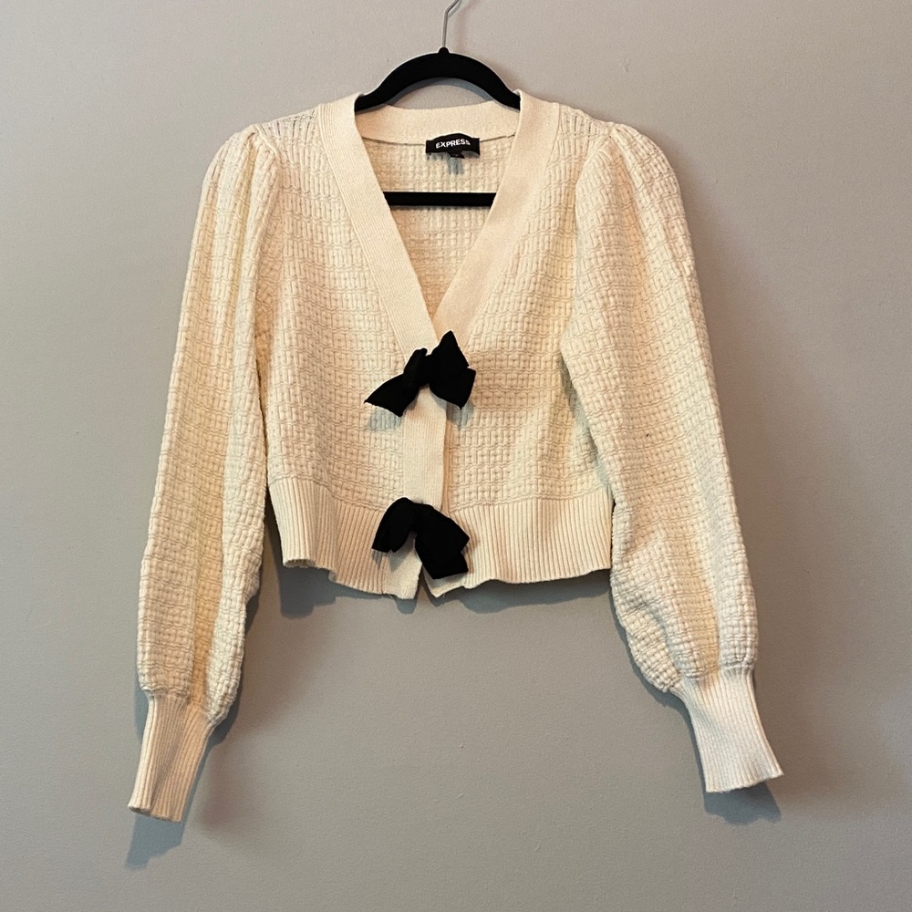 Express Cream Cardigan with Black Accents